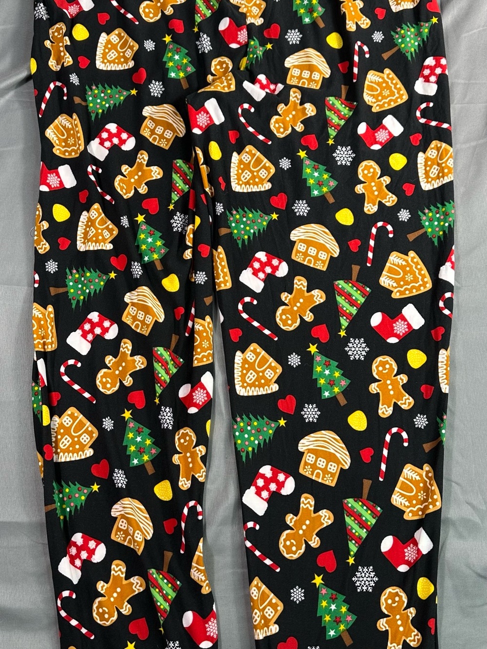 Kinnly Women's Pajama Lounge Pants Christmas Trees Gingerbread Stockings Size L